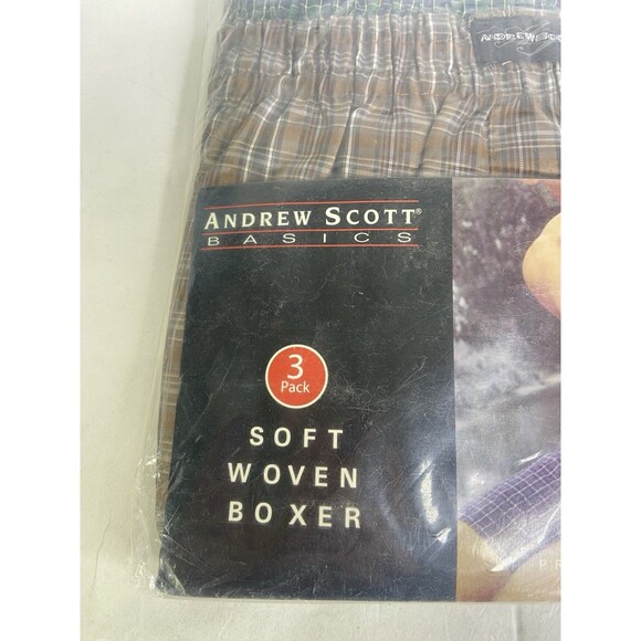 Andrew Scott Basics 3 Pack Woven Boxer Shorts Underwear Mens Size 5XL 58-60 VTG - Picture 2 of 6